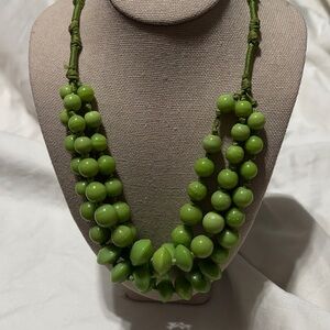 Vintage Vibrant Green Beaded Necklace
